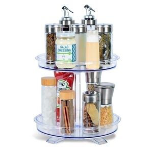 NEW 2 Tier Lazy Susan Turntable Organizer Lazybison 360 Rotating Makeup Spices